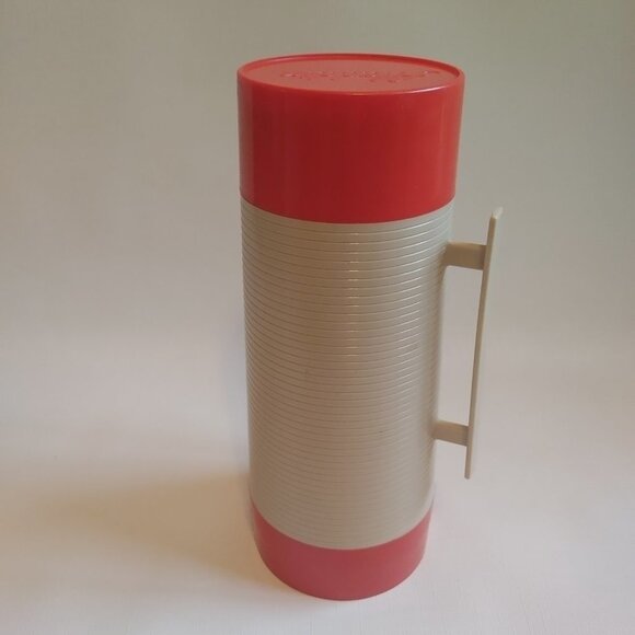 1970's Vintage Red Aladdin HY-LO Thermos Bottle # WM1060P Wide Mouth Quart - Picture 3 of 10